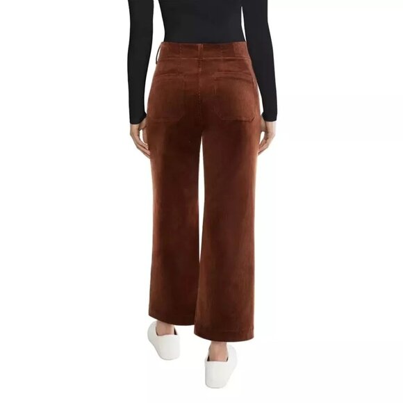 Matty M High-Rise Wide Leg Retro 70s Stretch Corduroy Pants Patch Pocket Lg - Picture 3 of 11